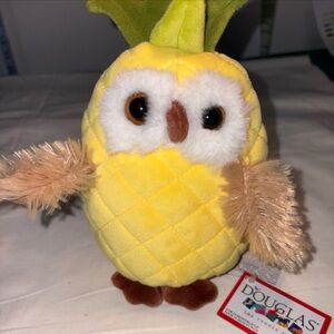 Douglas Cuddle Toy Yellow Pineapple Owl Plush 7” Stuffed Animal NWT
